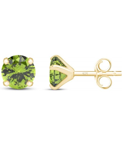 6mm Round Cut Round Cut Stud Earrings in 14k Yellow Gold Over Sterling Silver Simulated Peridot $25.19 Earrings