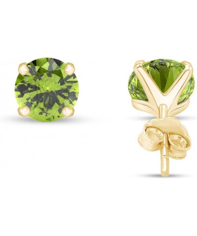 6mm Round Cut Round Cut Stud Earrings in 14k Yellow Gold Over Sterling Silver Simulated Peridot $25.19 Earrings