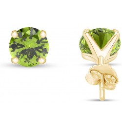 6mm Round Cut Round Cut Stud Earrings in 14k Yellow Gold Over Sterling Silver Simulated Peridot $25.19 Earrings