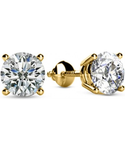 1/4-2 Carat Total Weight Round Diamond Stud Earrings 4 Prong Screw Back (F-G Color SI2-I1 Clarity) 0.25 Carat 14K Yellow Gold...