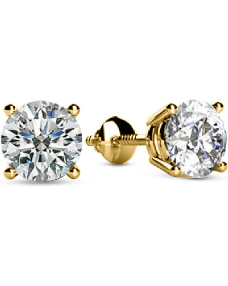 1/4-2 Carat Total Weight Round Diamond Stud Earrings 4 Prong Screw Back (F-G Color SI2-I1 Clarity) 0.25 Carat 14K Yellow Gold...