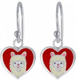 KIWI DAISY Llama/Alpaca on Heart .925 Sterling Silver Tiny Dangle Earrings (Hypoallergenic) $10.63 Earrings