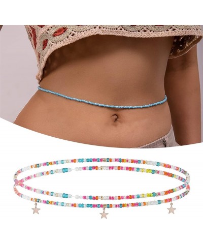 Waist Chain Waist Beads Body Chain Colored Beads Double Layer Sexy Handmade Pendant Decorate Delicate Bohemian Mixed Colors B...