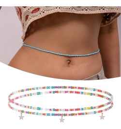 Waist Chain Waist Beads Body Chain Colored Beads Double Layer Sexy Handmade Pendant Decorate Delicate Bohemian Mixed Colors B...