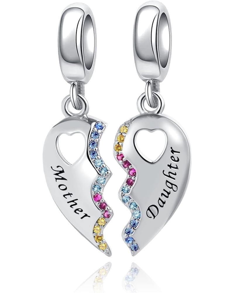 Mother Daughter Son Dangle Charm 2pcs Heart Love Puzzle Set Bead for Pandora Bracelet Mom Love Daughter $8.66 Bracelets