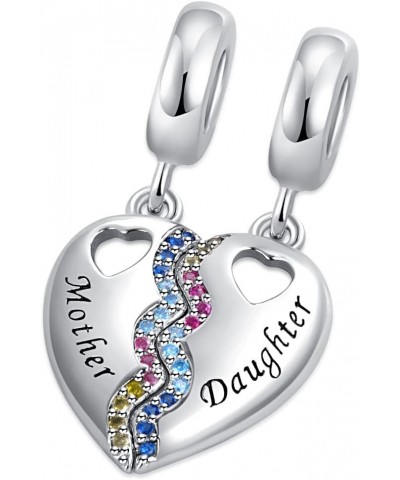 Mother Daughter Son Dangle Charm 2pcs Heart Love Puzzle Set Bead for Pandora Bracelet Mom Love Daughter $8.66 Bracelets