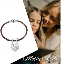 Mother Daughter Son Dangle Charm 2pcs Heart Love Puzzle Set Bead for Pandora Bracelet Mom Love Daughter $8.66 Bracelets