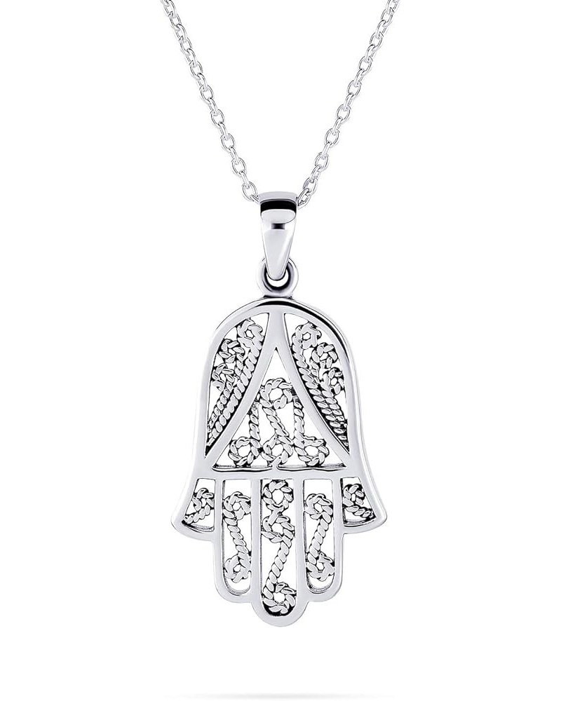 Personalize Yogi Cubic Zirconia Blue CZ Amulet Talisman Hamsa Hand Of God Pendant Necklace Dangle Earring For Women Teen Jewe...