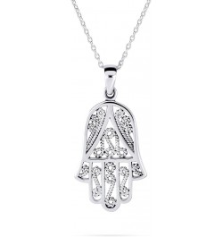 Personalize Yogi Cubic Zirconia Blue CZ Amulet Talisman Hamsa Hand Of God Pendant Necklace Dangle Earring For Women Teen Jewe...