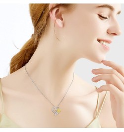 Moissanite Sunflower Heart Necklace for Women, You Are My Sunshine Pendant 925 Sterling Silver 18k Gold Plated Love Heart Jew...