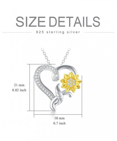 Moissanite Sunflower Heart Necklace for Women, You Are My Sunshine Pendant 925 Sterling Silver 18k Gold Plated Love Heart Jew...