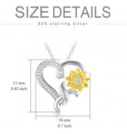 Moissanite Sunflower Heart Necklace for Women, You Are My Sunshine Pendant 925 Sterling Silver 18k Gold Plated Love Heart Jew...