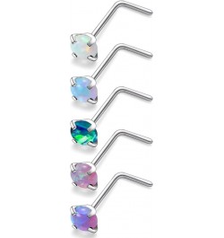 18G 20G 22G Titanium Nose Rings Studs G23 Nose Studs Opal Nose Ring Nostril Piercing Jewelry For Women Men Top Opal 1.5mm 2mm...