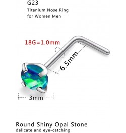 18G 20G 22G Titanium Nose Rings Studs G23 Nose Studs Opal Nose Ring Nostril Piercing Jewelry For Women Men Top Opal 1.5mm 2mm...