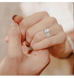 2 Carat Oval Engagement Rings Set for Women | Cubic Zirconia Wedding Sets | Wedding Band Ring | Promise Rings for Her 18K Whi...