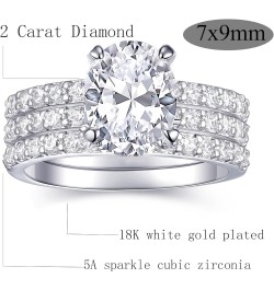 2 Carat Oval Engagement Rings Set for Women | Cubic Zirconia Wedding Sets | Wedding Band Ring | Promise Rings for Her 18K Whi...