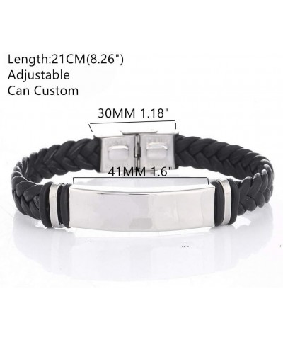 Medical Alert ID Bracelets for Men Women Adjustable Braided Leather Wristband Emergency Identification Cuff Bracelet Health S...