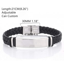 Medical Alert ID Bracelets for Men Women Adjustable Braided Leather Wristband Emergency Identification Cuff Bracelet Health S...