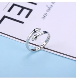 S925 Sterling Silver Hug Ring for Women Teen Girls, Adjustable Ring Jewelry Mothers Day Birthday Gifts for Daughters Mom Sist...