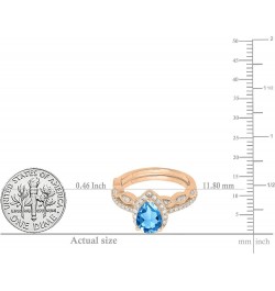 14K 9X6 MM Pear Gemstone & Round Diamond Ladies Teardrop Engagement Ring With Matching Band Set, Rose Gold Blue Topaz $326.41...