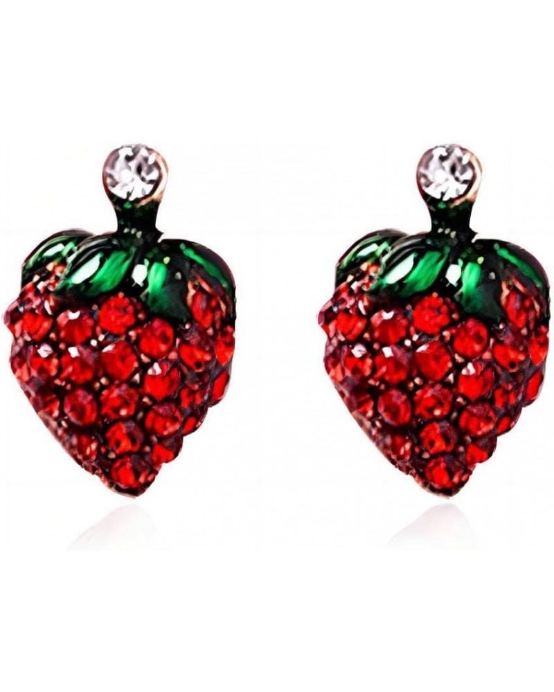 Teena Jewelry Stud Earrings Cute Fruit Stud Earrings for Women Teena Girls Red Enamel Crystals Earrings Funny Goodwill Teache...