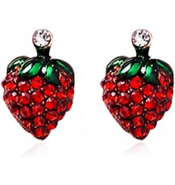 Teena Jewelry Stud Earrings Cute Fruit Stud Earrings for Women Teena Girls Red Enamel Crystals Earrings Funny Goodwill Teache...