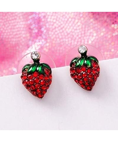 Teena Jewelry Stud Earrings Cute Fruit Stud Earrings for Women Teena Girls Red Enamel Crystals Earrings Funny Goodwill Teache...