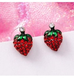 Teena Jewelry Stud Earrings Cute Fruit Stud Earrings for Women Teena Girls Red Enamel Crystals Earrings Funny Goodwill Teache...