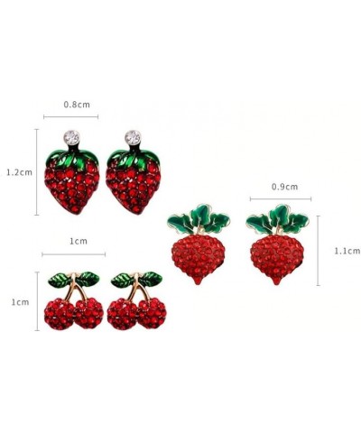 Teena Jewelry Stud Earrings Cute Fruit Stud Earrings for Women Teena Girls Red Enamel Crystals Earrings Funny Goodwill Teache...