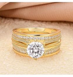 Wedding Engagement Ring for Women 2CT AAAAA CZ Bridal Sets Wedding Band Ring Enhancer Round Cut 925 Sterling Silver Size 4-12...