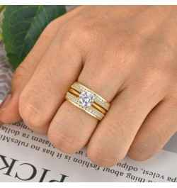 Wedding Engagement Ring for Women 2CT AAAAA CZ Bridal Sets Wedding Band Ring Enhancer Round Cut 925 Sterling Silver Size 4-12...