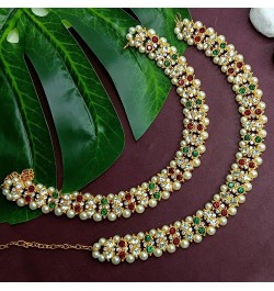 Indian Bollywood Faux Kundan Pearl Wedding Bridal Anklet Pair Bells Bracelet Payal Foot Jewelry Style 3 One Size $9.35 Anklets