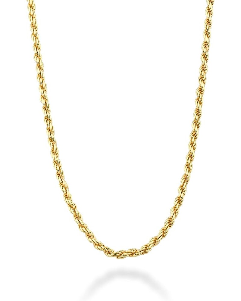 Italian 18K Gold Over 925 Sterling Silver Thin 1.5mm Diamond-Cut Braided Rope Chain Necklace for Women Made in Italy Length 2...