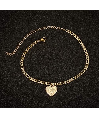 Gold Plated Initial Letter Alphabet Anklet for Women Girls Heart Charm Ankle Bracelet Adjustable Chain Name Anklets Beach Foo...