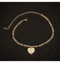 Gold Plated Initial Letter Alphabet Anklet for Women Girls Heart Charm Ankle Bracelet Adjustable Chain Name Anklets Beach Foo...