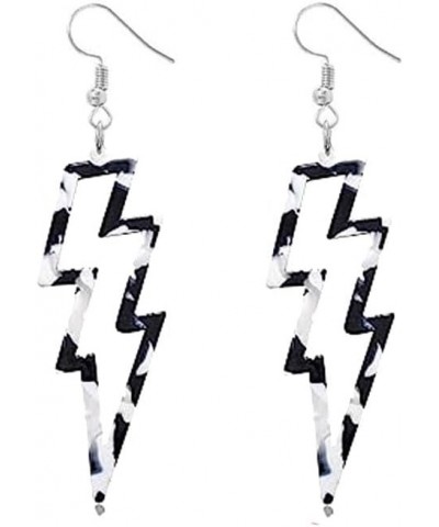 80s Neon Earrings Halloween Lightning Earrings Retro Acrylic Drop Dangle for Women 80's Party black & white $8.69 Earrings