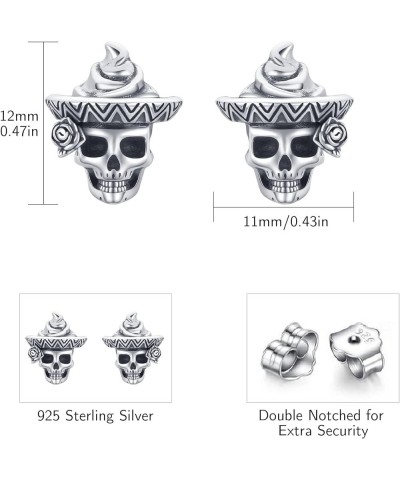 Skull Earrings Sterling Silver Skull Flower Studs Earrings Skull Crown Skull Earrings with Cz Skull Jewelry Gifts for Fathers...