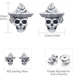 Skull Earrings Sterling Silver Skull Flower Studs Earrings Skull Crown Skull Earrings with Cz Skull Jewelry Gifts for Fathers...