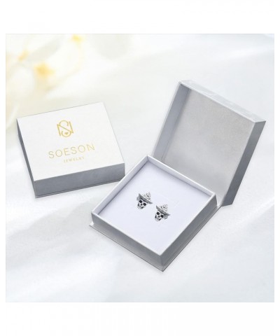 Skull Earrings Sterling Silver Skull Flower Studs Earrings Skull Crown Skull Earrings with Cz Skull Jewelry Gifts for Fathers...