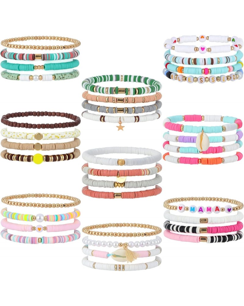 36 Pcs Heishi Clay Bead Bracelet Stackable Stretch Women Jewelry Bracelets Y2k Bracelets Colorful Beaded Bracelets for Women ...