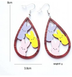 2 Pairs Cute Rabbit Wooden Painted Dangle Earrings Lightweight Teardrop Retro Wood Dangle Drop Earrings Hollow Easter Costume...