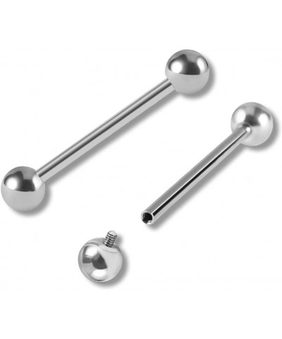 2PCS 14G G23 Titanium Straight Barbell Tongue Rings Nipple Barbell Ring Bars Cartilage Earring Body Piercing Jewelry Internal...