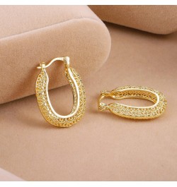 14K Gold Plated Oval Earrings, S925 Gold-Plated Mesh Filigree Hoop Earrings, with Sapphire Blue Jewelry Box B-Gold $9.68 Earr...