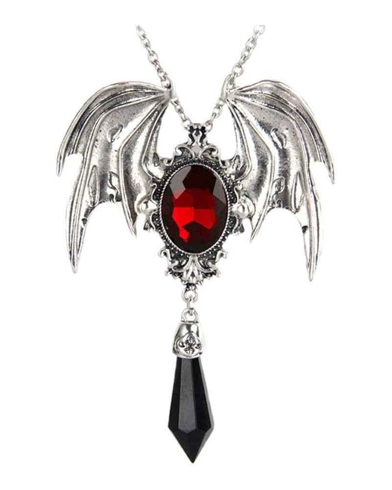 Halloween Retro Bat Wing Purple Gemstone Pendant Stylish Gothic Necklace Halloween Party Decorations Red $10.90 Necklaces