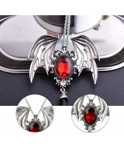 Halloween Retro Bat Wing Purple Gemstone Pendant Stylish Gothic Necklace Halloween Party Decorations Red $10.90 Necklaces