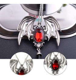 Halloween Retro Bat Wing Purple Gemstone Pendant Stylish Gothic Necklace Halloween Party Decorations Red $10.90 Necklaces