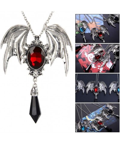 Halloween Retro Bat Wing Purple Gemstone Pendant Stylish Gothic Necklace Halloween Party Decorations Red $10.90 Necklaces