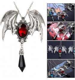 Halloween Retro Bat Wing Purple Gemstone Pendant Stylish Gothic Necklace Halloween Party Decorations Red $10.90 Necklaces