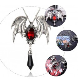 Halloween Retro Bat Wing Purple Gemstone Pendant Stylish Gothic Necklace Halloween Party Decorations Red $10.90 Necklaces