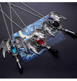 Halloween Retro Bat Wing Purple Gemstone Pendant Stylish Gothic Necklace Halloween Party Decorations Red $10.90 Necklaces